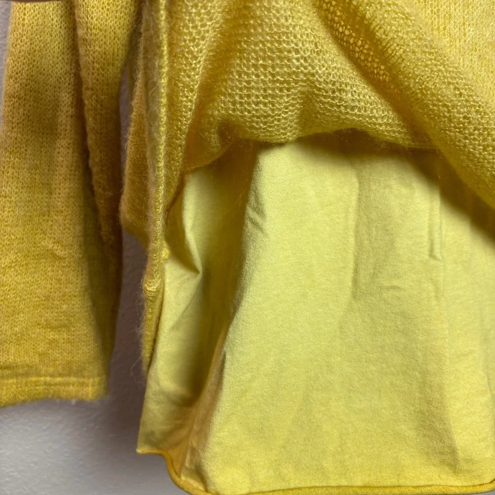 Scandal Women's XL Sweater Yellow Mohair Lady Pullover Jumper‎ Cozy Italy Made